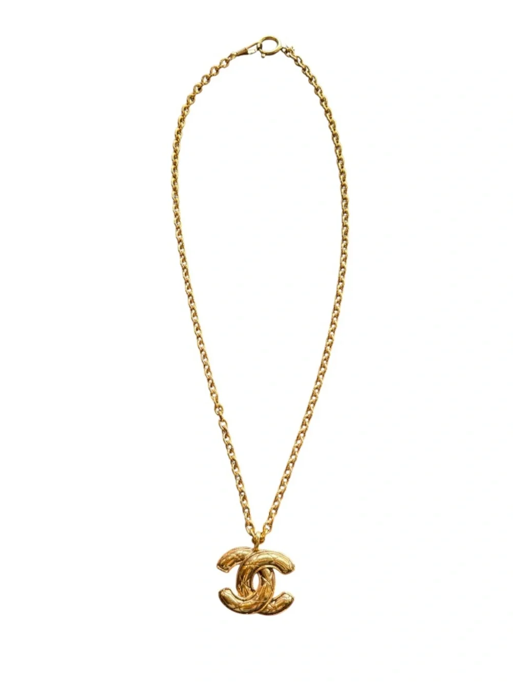 Chanel Vintage CC Quilted Pendant Necklace